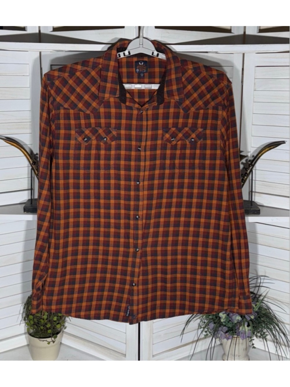 Moon Shine Spirits Brad Paisley plaid shirt cowboy Western festival rodeo sz XXL